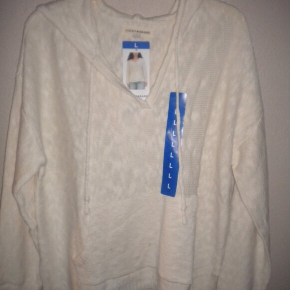 Lucky Brand Women's Size Large Natural Pullover Baja Hoodie Sweater NWT - Picture 3 of 6